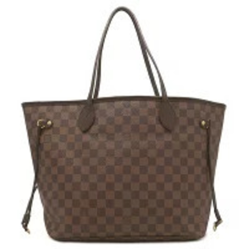 Louis Vuitton Neverfull Tote Bag Damier Canvas Ebene Brown Red Shoulder